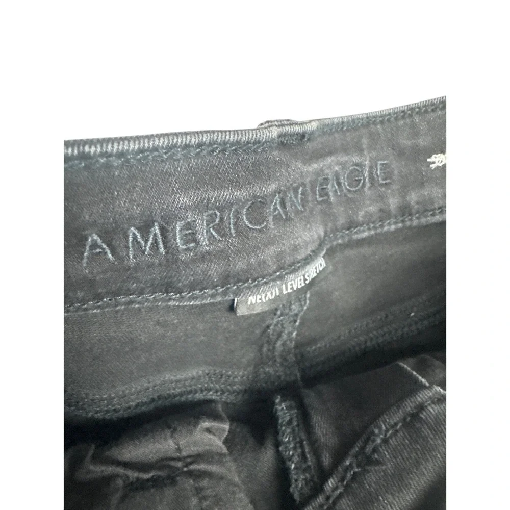 American‎ Eagle Distressed Denim Shorts Women Size 2 Black Excellent High Rise